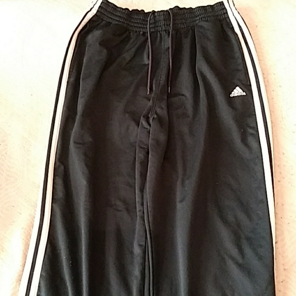 Blue and white Adidas sweat pants